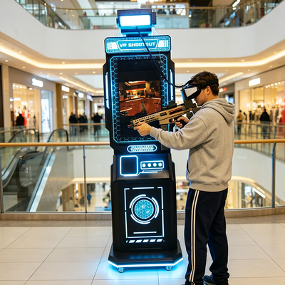 公園向けモーションコントローラー付き商業用9D VRガンシューティングシミュレータースタンディングバーチャルリアリティアーケードゲーム機