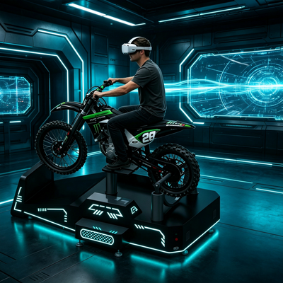 リアルタイムのモーションフィードバック付きの商用単座VRマウンテンバイクシミュレーター