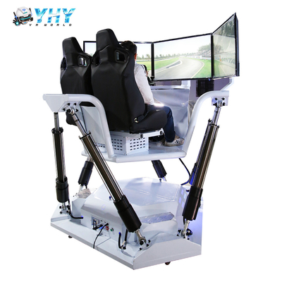 YHY VR 工場 製造 6 DOF プラットフォーム レーシング シミュレーター 3 スクリーン 運転 カー アークード ゲーム マシン 娯楽 2人のための乗り物