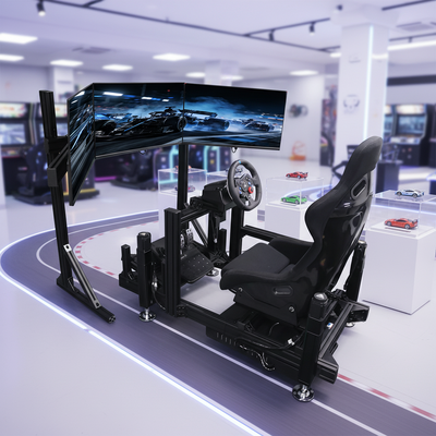 ビデオ カーレース モーション プラットフォーム レーシング シミュレーター 3 スクリーン レーシング カー 運転 ゲーム マシン